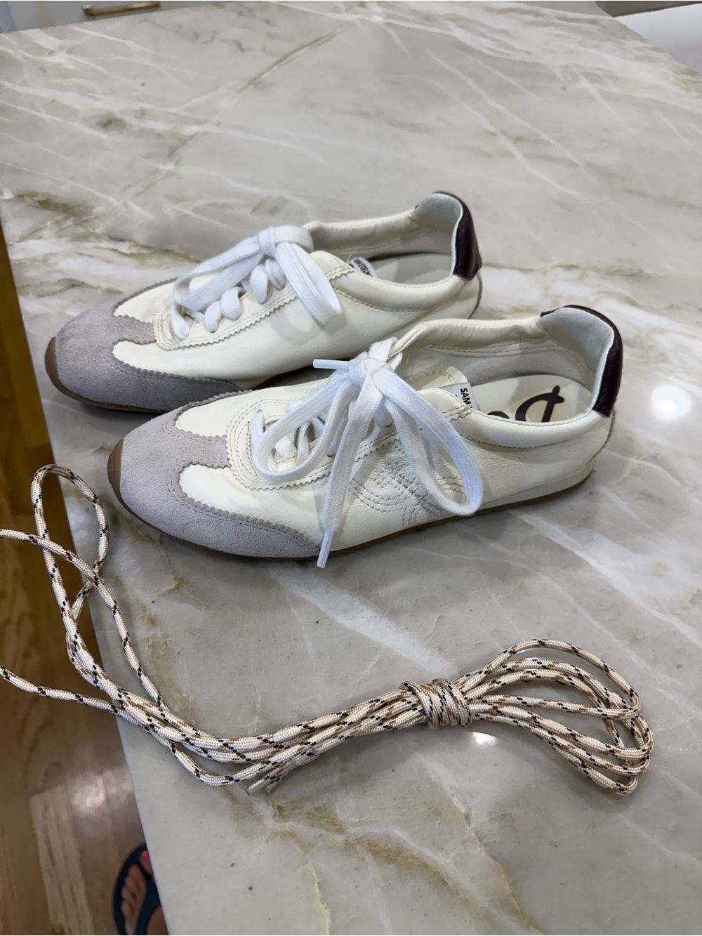 Sam Edelman Cream White Gray Athletic Sneakers